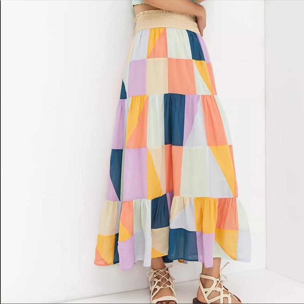 NWT Patchwork Maxi Skirt Anthro Colorful & Great Fit